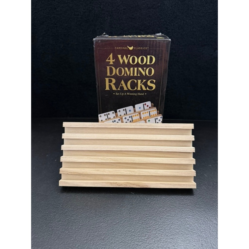 Cardinal Classics 4 Wood Domino Racks Natural Wood Tile Holders Set of 4